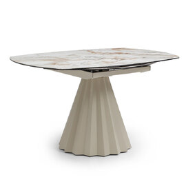 Solviro Sunset Vein Ceramic Top Extending Dining Table with Champagne Base