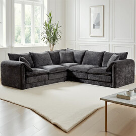 Somera Fabric Corner Sofa in Black