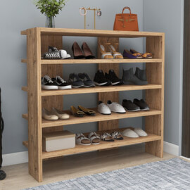Sorano Wooden Shoe Storage with 4 Shelves in Atlantic Pine