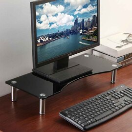Sorella Black Glass Monitor Stand Riser