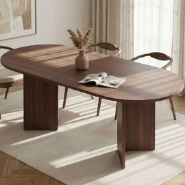 Soreno Oval Wooden Extending Dining Table in Walnut