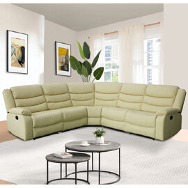 Sorreno Bonded Leather Recliner Corner Sofa In Ivory