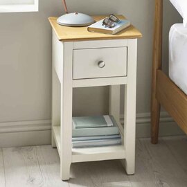 Sorrento Wooden Bedside Cabinet with 1 Drawer in White and Oak