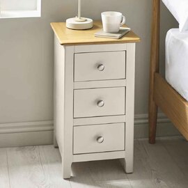 Sorrento Wooden Bedside Cabinet with 3 Drawers in Taupe