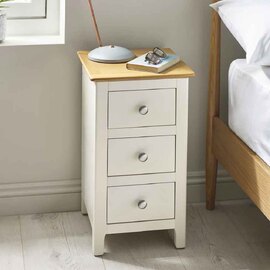Sorrento Wooden Bedside Cabinet with 3 Drawers in White and Oak