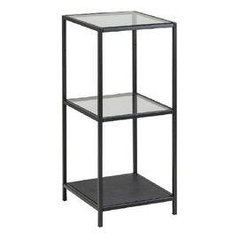 Sparks Clear Glass Bookcase With 2 Shelves And Black Metal Frame