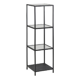 Sparks Clear Glass Bookcase With 3 Shelves And Black Metal Frame