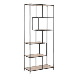 Sparks Wooden Bookcase With 5 Shelves In Sonoma Oak And Black
