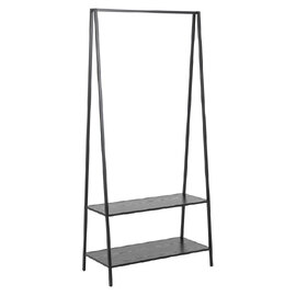 Sparks Wooden Clothes Stand With 2 Shelves In Ash Black