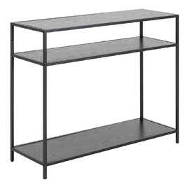 Sparks Wooden Console Table With 2 Shelves In Ash Black