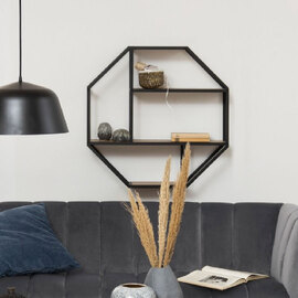 Sparks Wooden Wall Shelf With 3 Shelves In Oak And Black