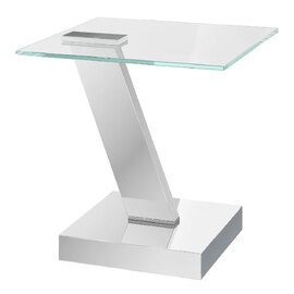 Spartanburg Clear Glass Side Table With Polished Chrome Base