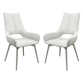 Spindale White Faux Leather Dining Chairs In Pair