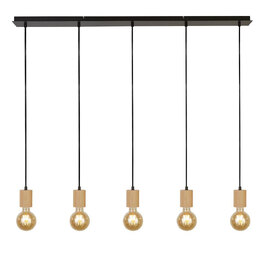 Spinny 5 Light Bar Pendant Light In Wood And Matt Black