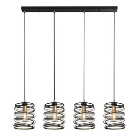 Spring 4 Light Bar Pendant Light In Gold And Black