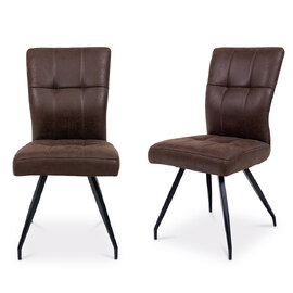 Stamford Antique Ebony Fabric Dining Chairs with Black Legs in Pair