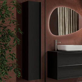 Steelville Wooden Bathroom Wall Cabinet With 1 Door In Burnt Black