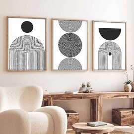 Stillform Wooden 20x30cm Monochrome Art Frame Set of 3 in Black and White