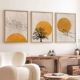 Stillform Wooden 30x40cm Migration at Dusk Art Frame Set of 3 in Multicolour