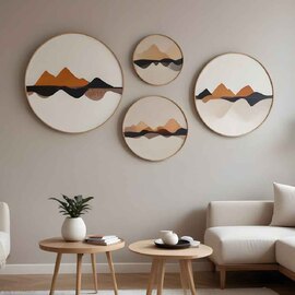 Stillform Wooden Rounds Desert Mirage Art of Frame Set of 4 in Multicolour