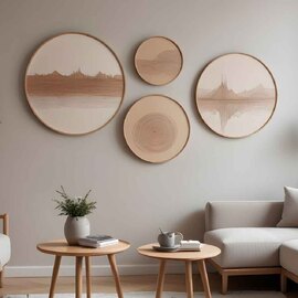 Stillform Wooden Rounds Ethereal Echoes Art of Frame Set of 4 in Multicolour