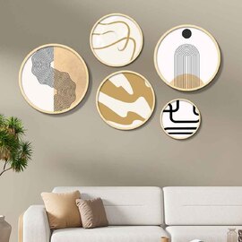 Stillform Wooden Rounds Urban Arch Art of Frame Set of 5 in Multicolour