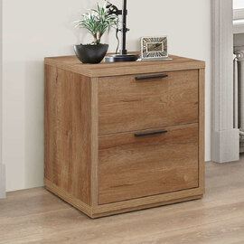 Seward Wooden Bedside Cabinet With 2 Drawers In Rustic Oak