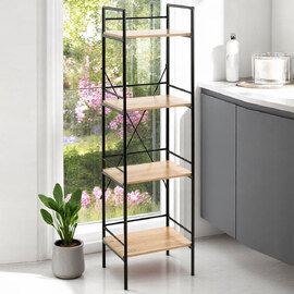 Stockton Wooden Shelving Unit With 4 Shelves In Oak Black