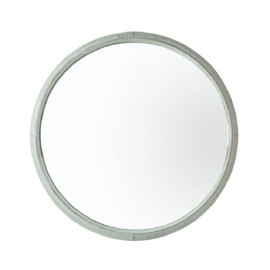 Stonington Outdoor Round Mirror In Mint Frame