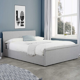 Stratos Fabric Ottoman Storage Double Bed In Grey