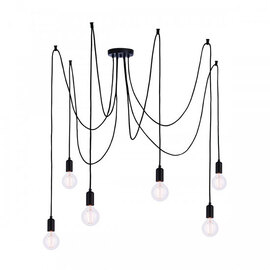 Studio Wall Hung 6 Cluster Pendant Light In Matt Black