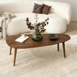 Suelo Oval Beech Wood Coffee Table in Walnut