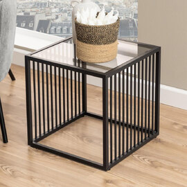 Surf Smoked Glass Side Table With Matt Black Frame