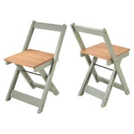 Suva Green and Natural Wooden Folding Dining Chairs in Pair