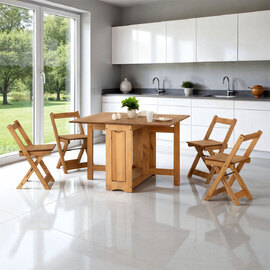 Suva Wooden Butterfly Dining Table with 4 Chairs in Natural
