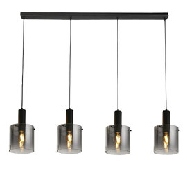Sweden 4 Light Smoked Ombre Glass Bar Pendant Light In Black