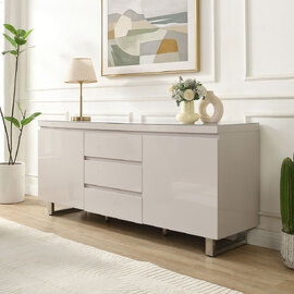 Sydney High Gloss Sideboard with 2 Doors 3 Drawers in Cashmere