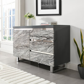 Melange Sydney Small Sideboard With 1 Door 3 Drawer In Grey