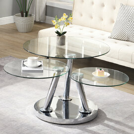 Synchro Clear Glass Coffee Table With Chrome Base