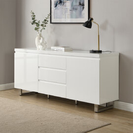 Sydney High Gloss Sideboard With 2 Door 3 Drawer In White