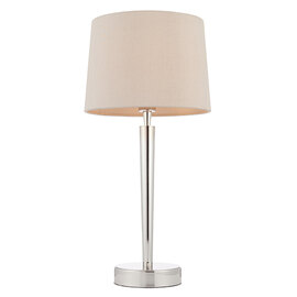 Syon USB Mink Fabric Table Lamp In Bright Nickel