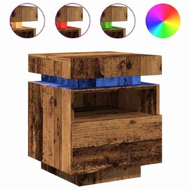 Syracuse Wooden Bedside Cabinet With 1 Drawer And LED - Brown