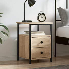 Syracuse Wooden Bedside Cabinet With 2 Drawers - Sonoma Oak