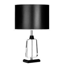 Tabhao Small Black Fabric Shade Table Lamp With Chrome Base