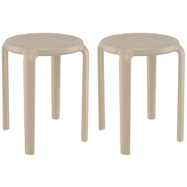 Tacoma Taupe 45cm Polypropylene Stools In Pair