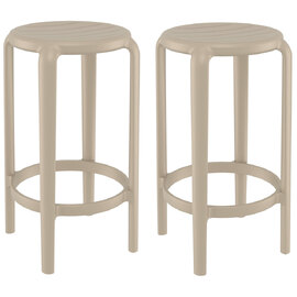 Tacoma Taupe 65cm Polypropylene Stools In Pair