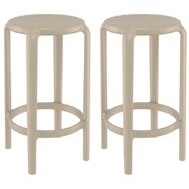 Tacoma Taupe 75cm Polypropylene Stools In Pair
