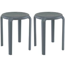 Tacoma Dark Grey 45cm Polypropylene Stools In Pair