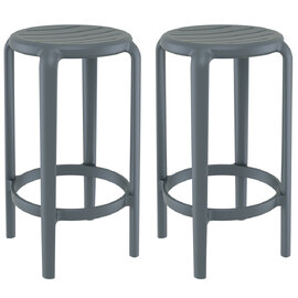 Tacoma Dark Grey 65cm Polypropylene Stools In Pair