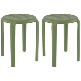 Tacoma Olive Green 45cm Polypropylene Stools In Pair